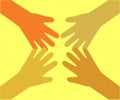 Hands of different people together on the background. Symbol. Royalty Free Stock Photo